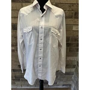 Vintage Wrangler Pearl Snap Shirt Mens Large Western Long Sleeve USA 62912